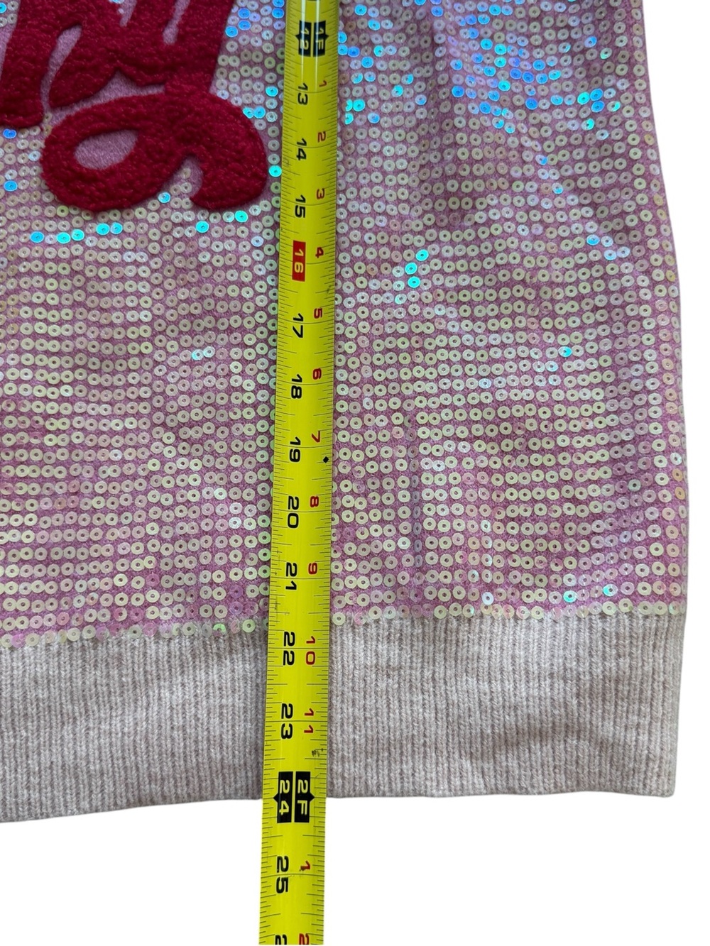 BIBI M Pink Santa Baby Sequin Sweater Christmas Holiday Glam Coquette Party Xmas - Picture 8 of 12